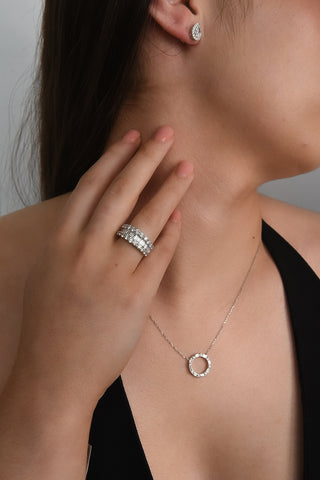 Platinum Laboratory Grown Round And Baguette Graduated Diamond Ring