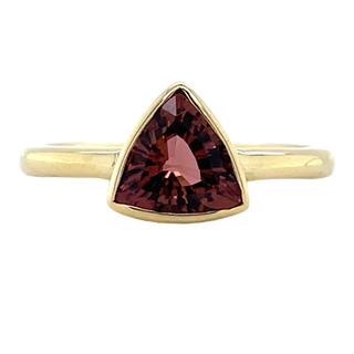Tadgh Óg 18ct Yellow Gold Earth Grown 1.30ct Trillion Cut Brazil Pink Tourmaline Ring