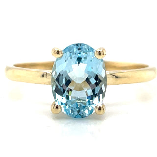9ct Yellow Gold 1.60ct Earth Grown Oval Blue Topaz Ring