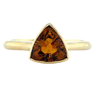 Tadgh Óg 18ct Yellow Gold Earth Grown 1.30ct Trillion Cut Brazil Orange Tourmaline Ring