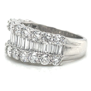 Platinum Laboratory Grown Round And Baguette Graduated Diamond Ring