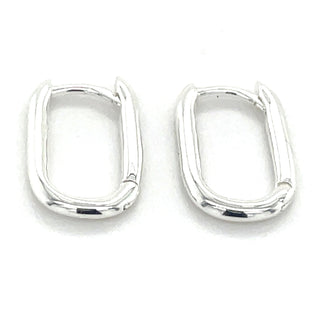 Sterling Silver Plain Rectangular Hoop Earrings