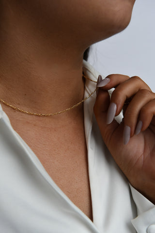 Golden Light Figaro Link Chain Necklace