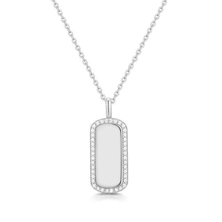 silver tag pendant necklace with stones