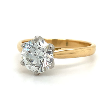 Layla - 18ct Yellow Gold 1.5ct Six Claw Solitaire Earth Grown Diamond Ring