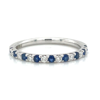 9ct White Gold Earth Grown Sapphire and Diamond Castle Set Band
