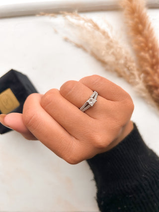 Camille Platinum Princess Cut Split Shank Earth Grown Diamond Engagement Ring