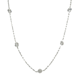 Sterling Silver Cz Round Bezel Multi Stone Necklace
