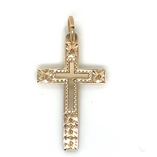 vintage gold cross pendant charm