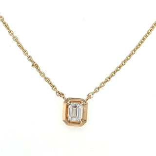 14ct Yellow Gold Emerald Cut Laboratory Grown Diamond Pendant