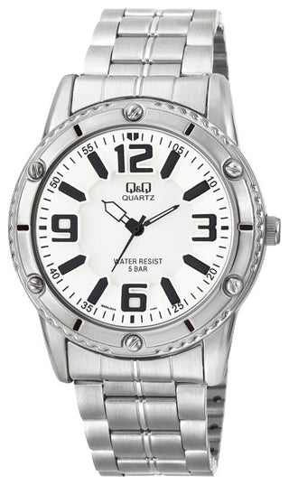Q&Q Gents Silver Strap Watch With White Face