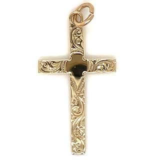 vintage gold intricate detailed cross pendant charm