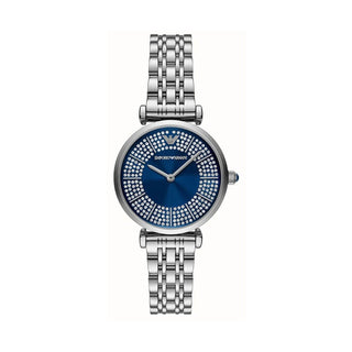 Emporio Armani Gianni T-Bar 32mm Blue Cubic Zirconia Set Dial Steel Bracelet Watch