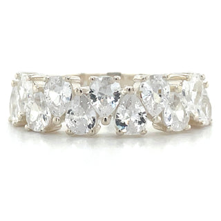 Sterling Silver Alternating Pear Cz Ring