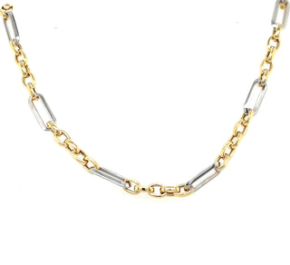 9ct Gold Two Tone Circle And Oval Link Necklace