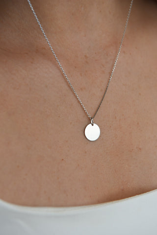 9ct White Gold 12mm Plain Disc Pendant - Birthstone