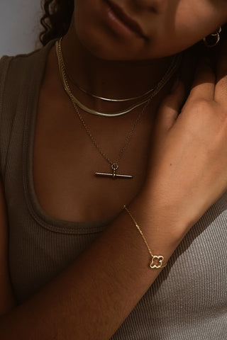 Golden Slim Herringbone Necklace