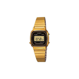 Casio Vintage Retro Black Face Golden Bracelet Watch