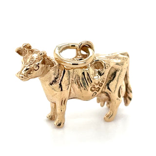 Vintage 9ct Yellow Gold Cow Charm