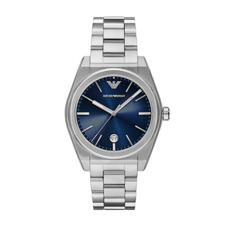 Armani Federico Gents Silver Watch With Blue Face