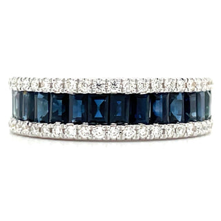 18ct White Gold Earth Grown Sapphire & Diamond Band
