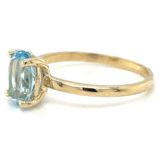 9ct Yellow Gold 1.60ct Earth Grown Oval Blue Topaz Ring