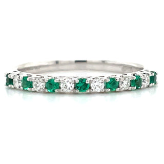 18ct White Gold Earth Grown Emerald & Diamond Band