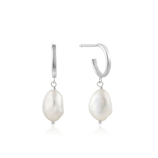 Ania Haie Silver Pearl Of Wisdom Mini Hoop Earrings