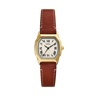 Fossil Harlow Three-Hand Medium Brown Leather Watch
