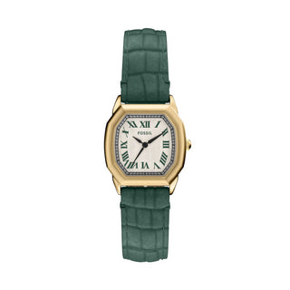 Fossil Harlow Cream Three-Hand Dial, Green Croco Leather Watch