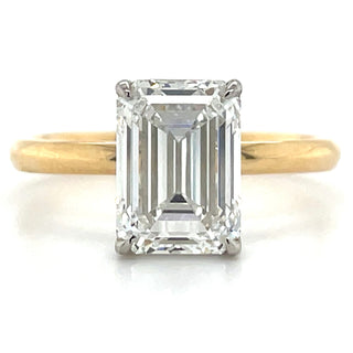 yellow gold emerald cut diamond solitaire engagement ring