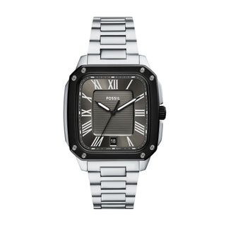 Fossil Crosby Black Three-Hand Date Dial, Silver Stainless Steel Watch