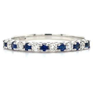 18ct White Gold Earth Grown Sapphire & Diamond Band