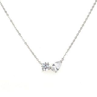 9ct White Gold Toi Et Moi Cz Necklace