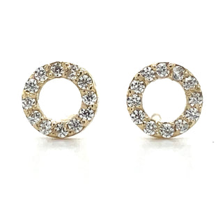 9ct Gold Open Cz Circle Stud Earrings