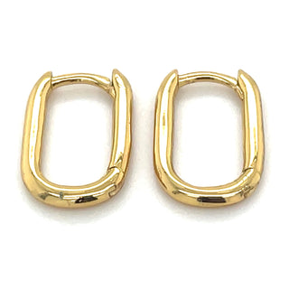 Golden Plain Rectangular Hoop Earrings