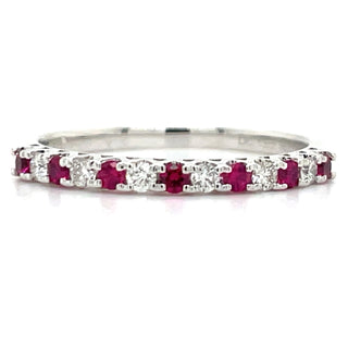 18ct White Gold Earth Grown Ruby & Diamond Band