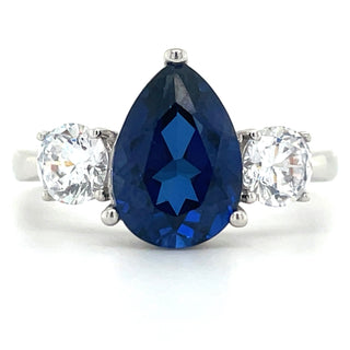9ct White Gold Cubic Zirconia & Lab Created Sapphire Ring