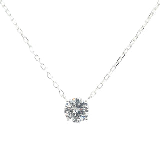 Sterling Silver Floating Round Cz Necklace
