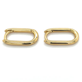 Golden Plain Rectangular Hoop Earrings