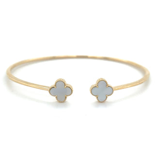9ct Yellow Gold Mother Of Pearl Clover Bangle