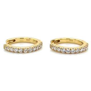 Golden Cz Set Clicker Hoop Earrings