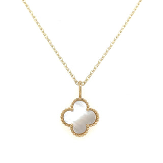 9ct Yellow Gold Mother Of Pearl Clover Pendant