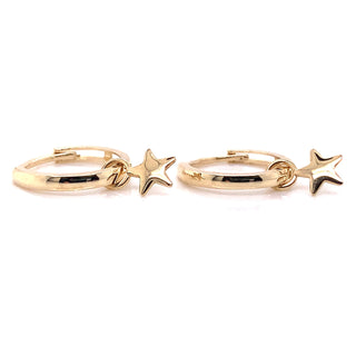 9ct Yellow Gold Round Hoop Earring with Star