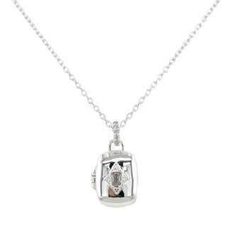 Sterling Silver Rectangular Locket With Celestial Centre