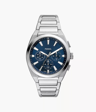 Fossil Everett Blue Dial Silver Colour Watch
