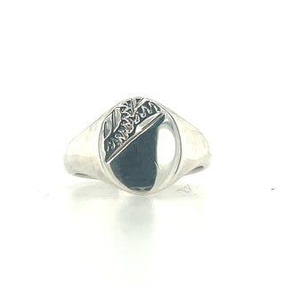 Sterling Silver Engraved Oval Signet Ring