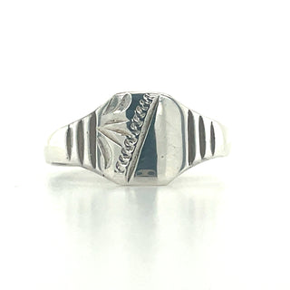 Sterling Silver Engraved Square Signet Ring