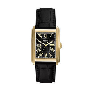 Fossil Carraway Black Three-Hand Dial, Black Croco Leather Watch