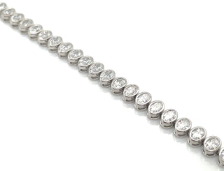 14ct White Gold 5.01ct Oval Bezel Laboratory Grown Diamond Tennis Bracelet